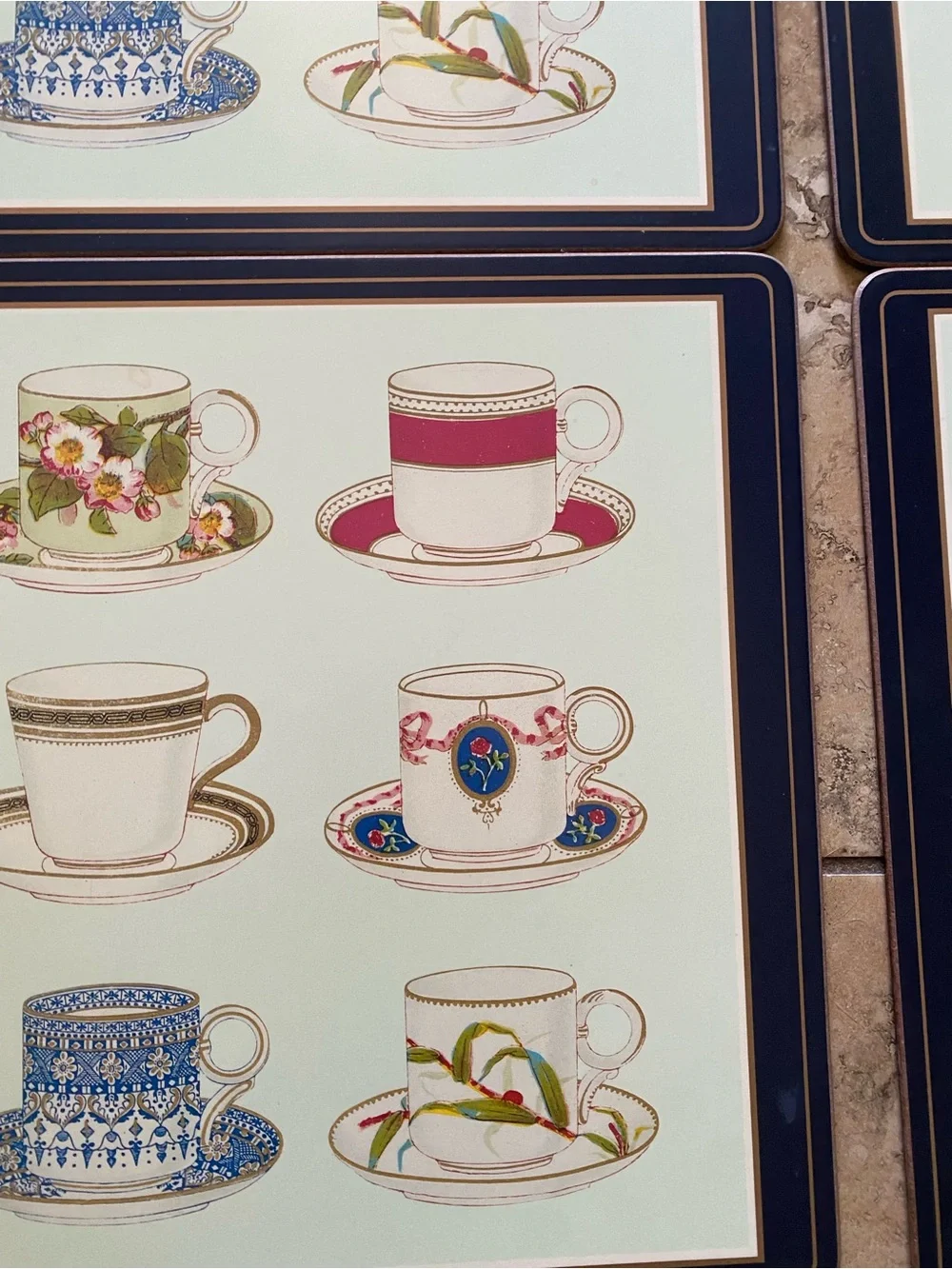 Pimpernel Made in England 4 Cork Floral Teacup Placemats 16x12 English Country